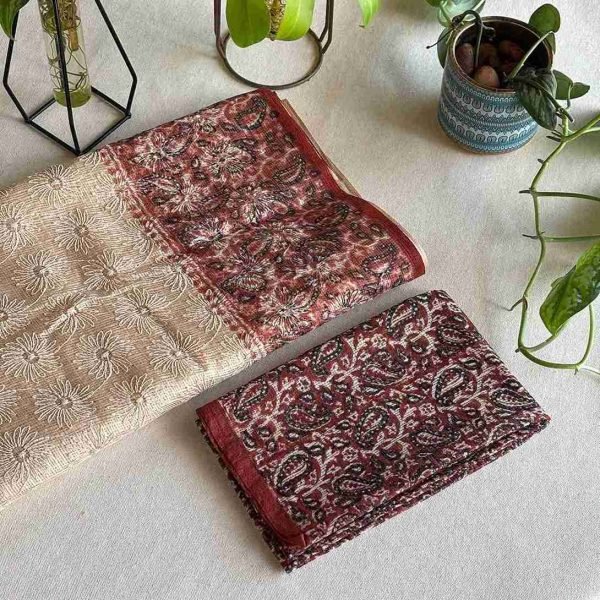 Tepchi Kota Saree (Chickoo & Camel Brown Prints) - Image 2