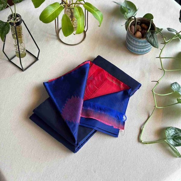 Handloom Kanchipuram Softsilk (Navy & Reddish Pink) - Image 2