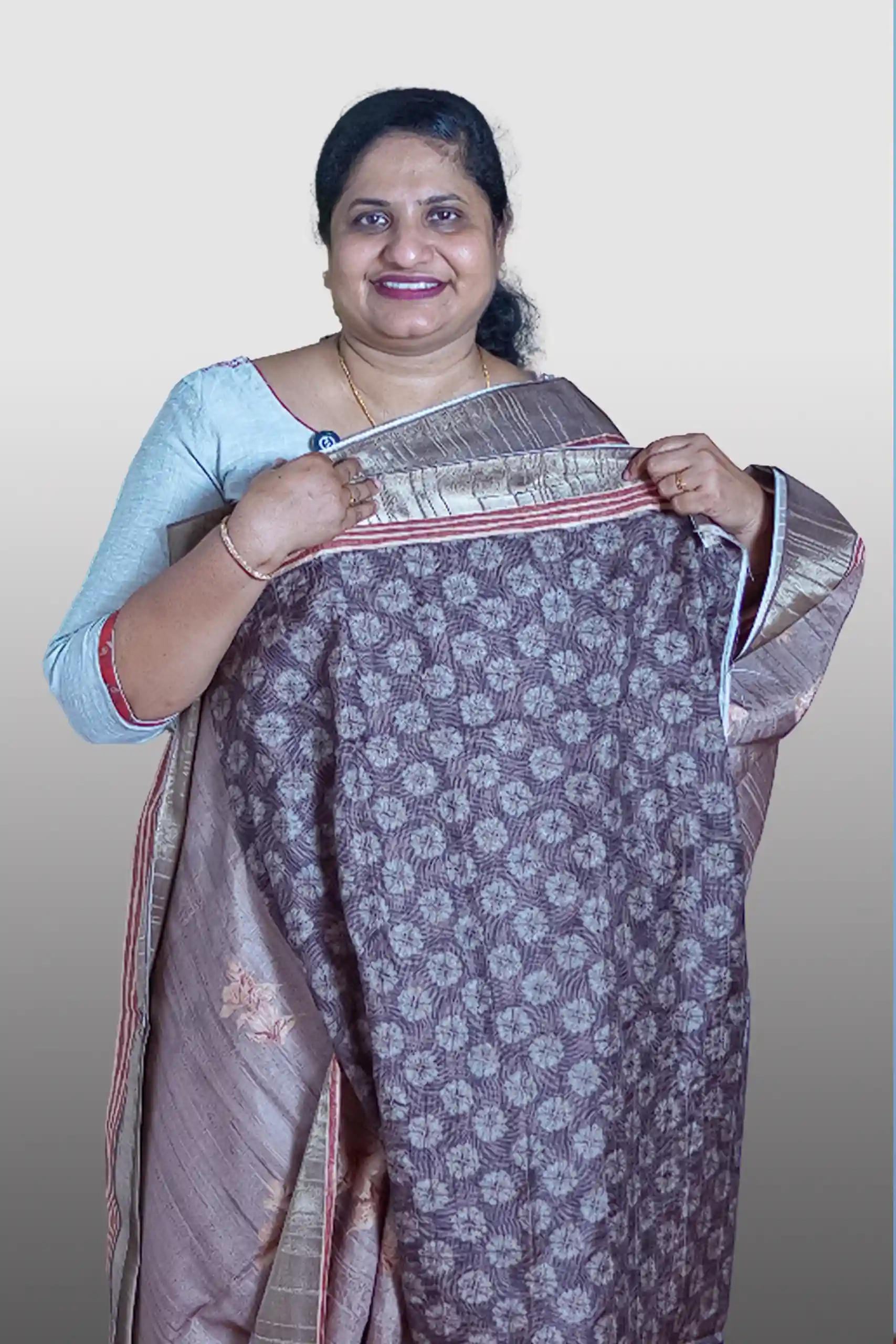 Semi Tussar with Floral Prints (GVS 4069)