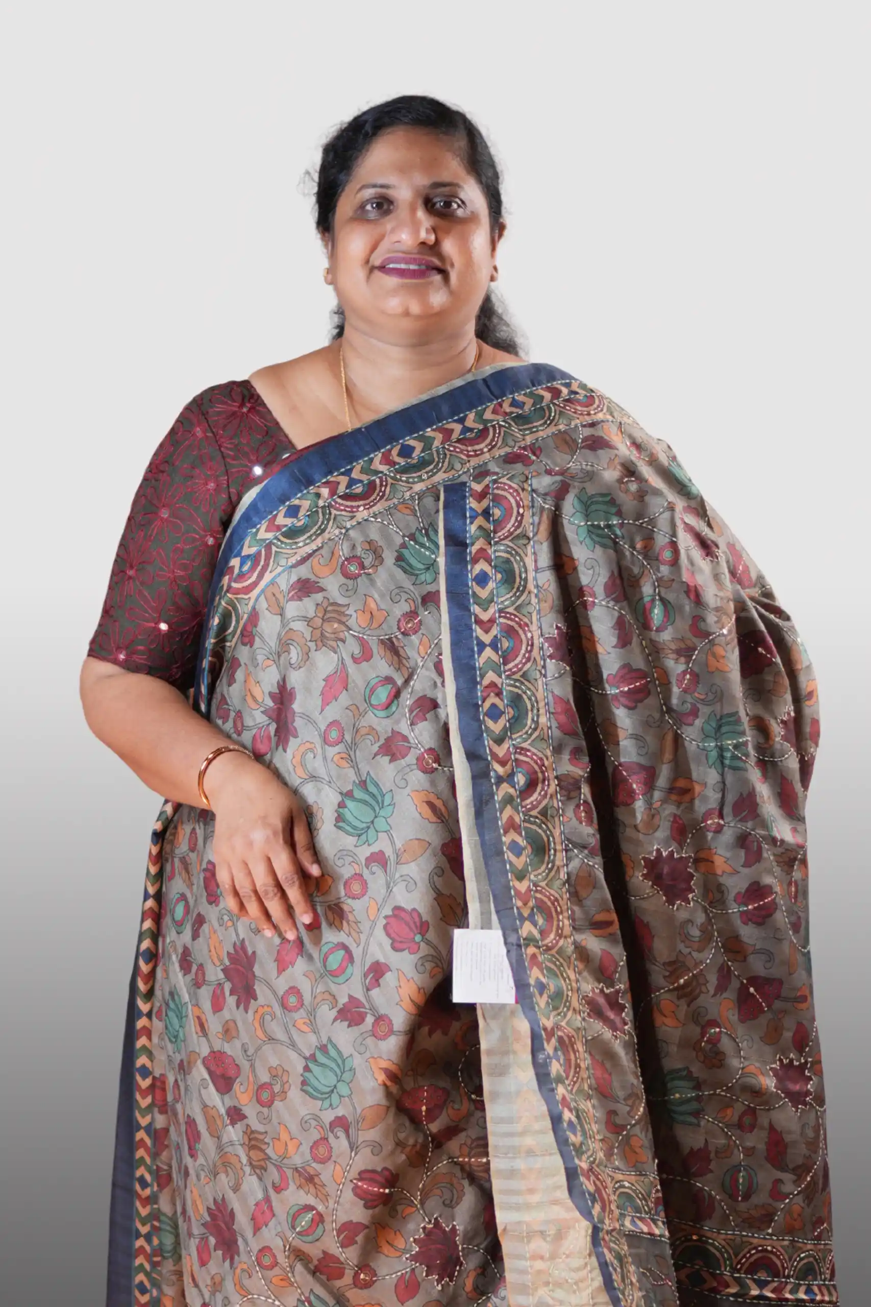 Semi Silks With Digital Prints And Kantha Work (GVS 4060)